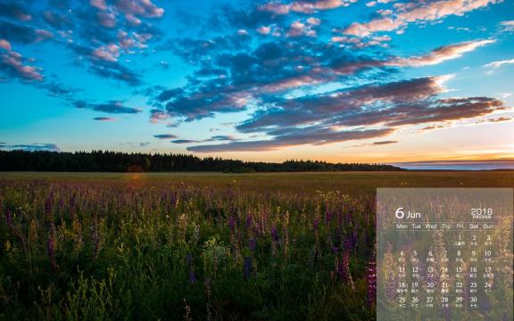 2018年6月清新养眼田园风景日历