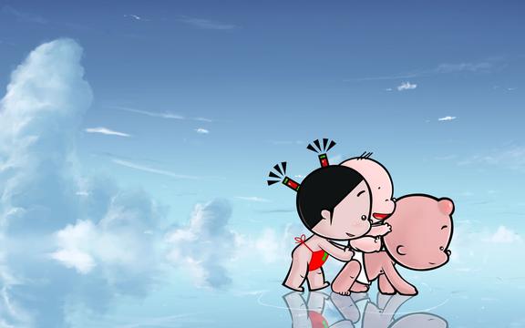 父亲节温馨卡通