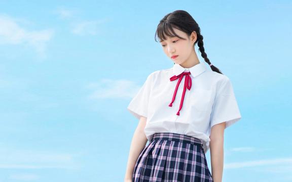 双马尾清纯女孩小清新校园写真