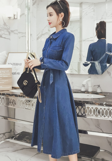 2018新款春秋装修身韩版时尚气质牛仔风衣